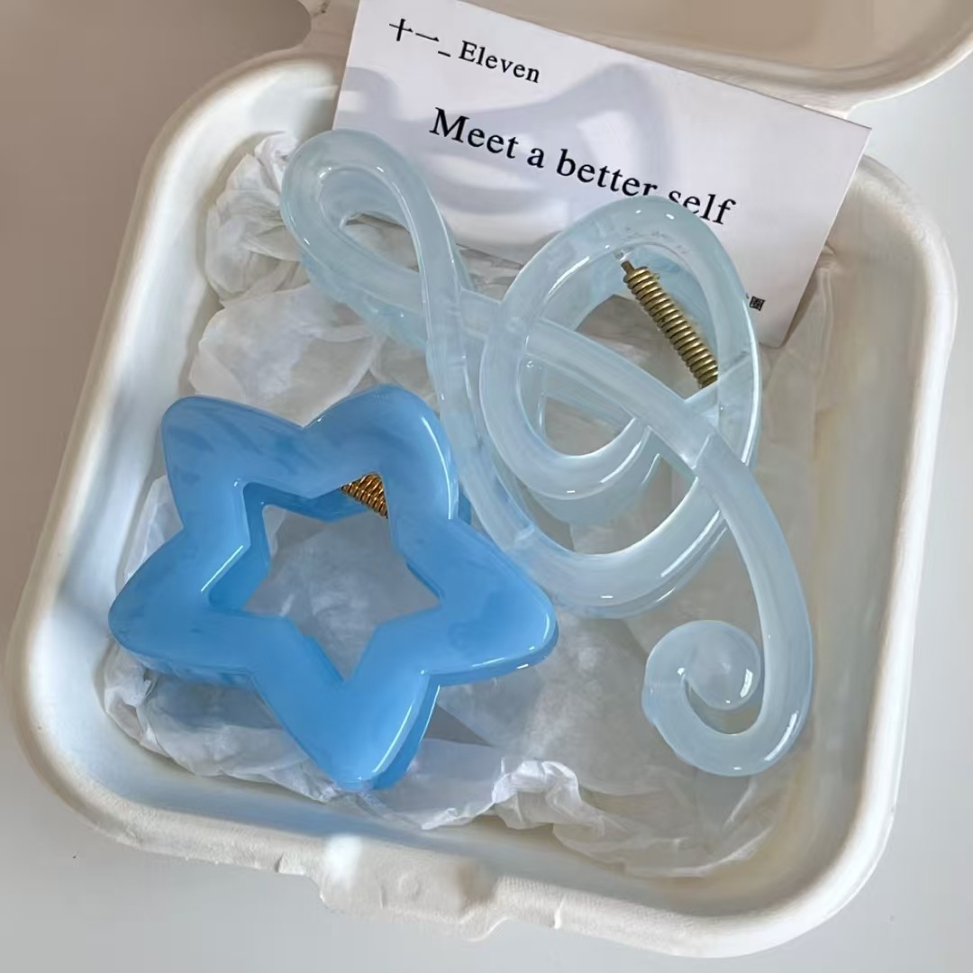 Hair Clip Claw Large - 2 шт. элегантных синих заколок-крабов для