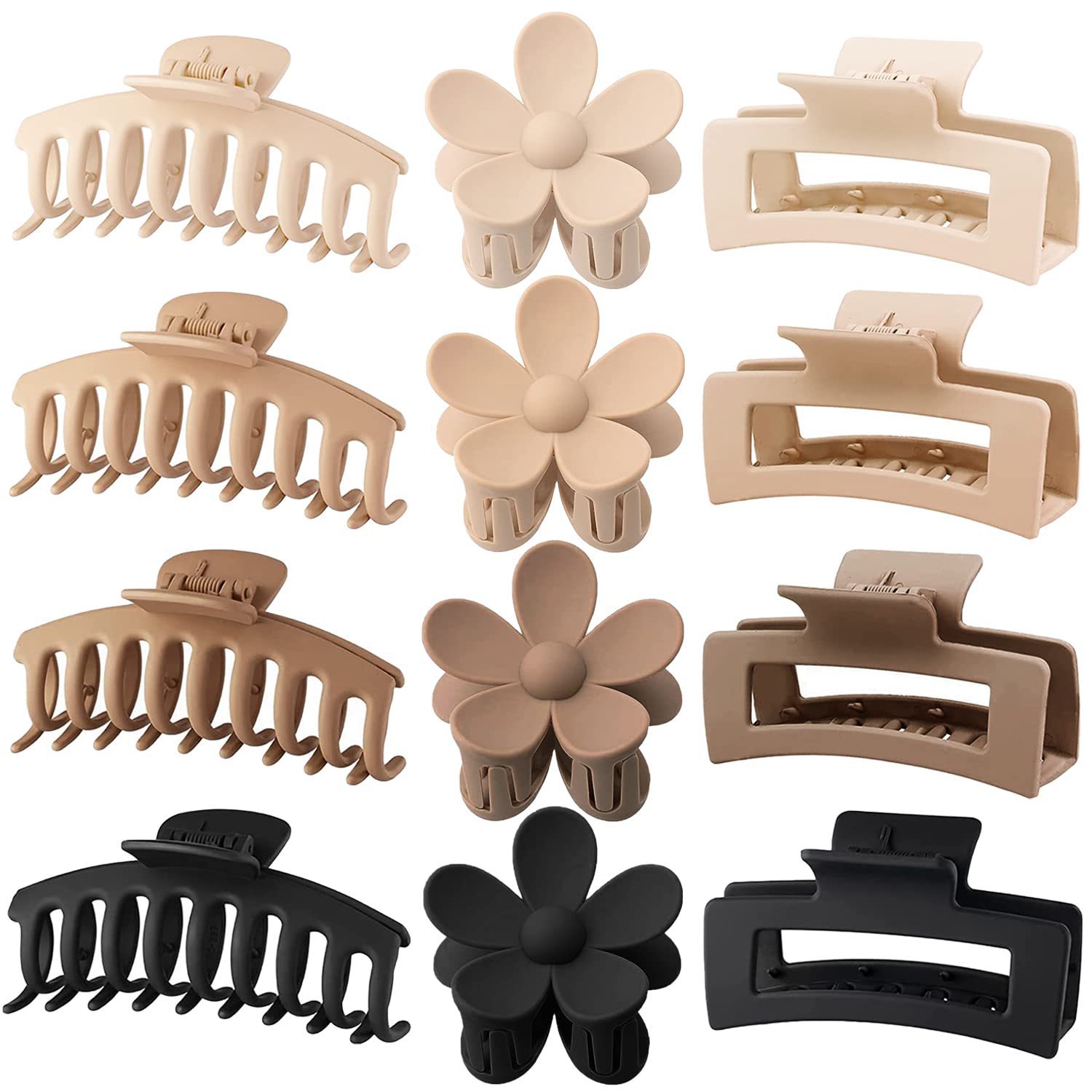 Hair Clip Claw Large - Набор из 12 пластиковых заколок для