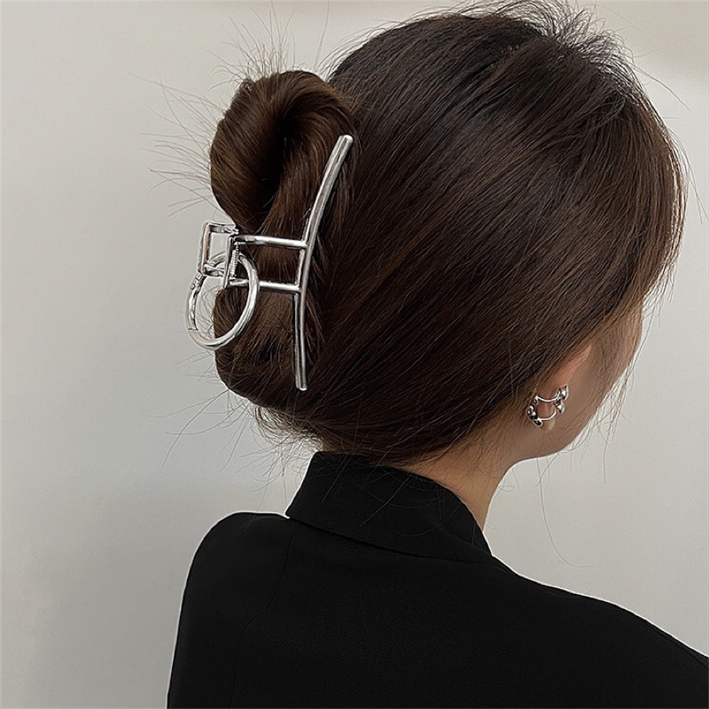 Hair Clip Claw Large - Серебряная металлическая большая заколка-краб для волос