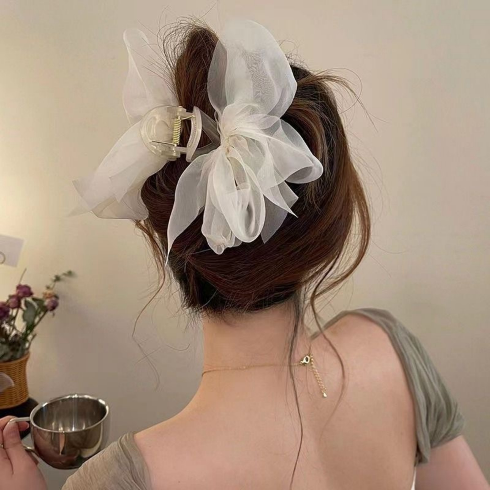 1 шт., модная сетчатая тюлевая – обзор и цена Hair Clip Claw Large
